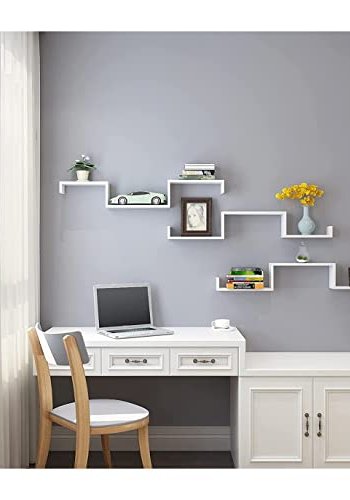 SONGMICS vghylde, m. usynlig montering - hvid hjglans MDF (st med 3)