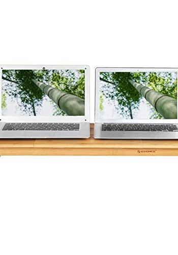 SONGMICS Laptop skrivebord, foldbar, venstre- og hjrehndet, 5 vippevinkler, lufthuller - bambus