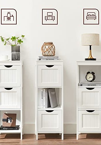 VASAGLE badevrelsesskab, m. 1 bent rum og 2 skuffer - hvid MDF