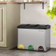 SONGMICS affaldsspand, m. 3 rum, pedaler - slv rustfrit stl og sort polypropylen