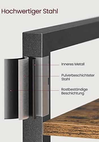 VASAGLE bogreol, m. 5 hylder - rustik brun spnplade og sort stl