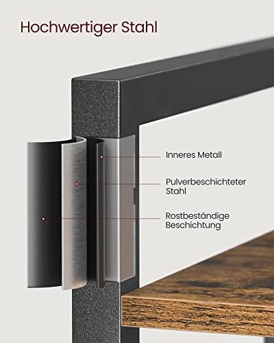 VASAGLE bogreol, m. 5 hylder - rustik brun spnplade og sort stl