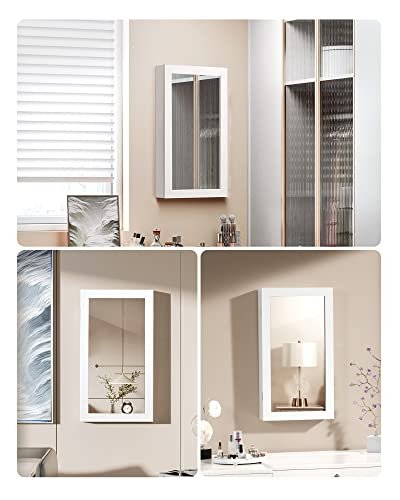 SONGMICS smykkeskab til vg, lsbar, m. spejl - spejlglas og hvid MDF