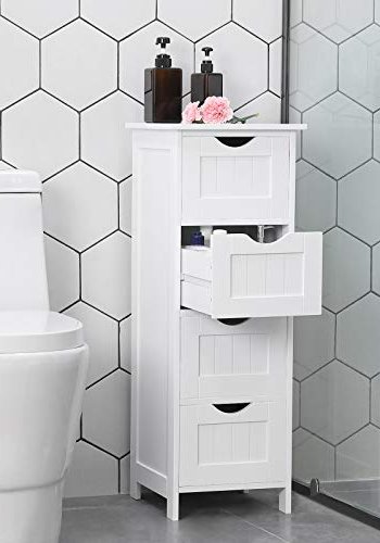 VASAGLE badevrelsesskab, m. 4 skuffer - hvid MDF