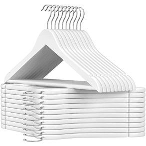 SONGMICS tjbjle, m. skulderhak, skridsikker buksestang, 360° drejelig krog - hvid tr (st med 20)