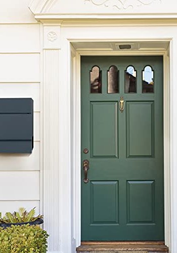 SONGMICS vgmonteret postkasse, lsbar, m. avisholder - antracitgr forzinket stl