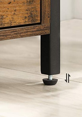 VASAGLE sengebord, m. 2 skuffer, kvadratisk - rustik brun spnplade og sort stl (45x45)