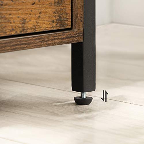 VASAGLE sengebord, m. 2 skuffer, kvadratisk - rustik brun spnplade og sort stl (45x45)