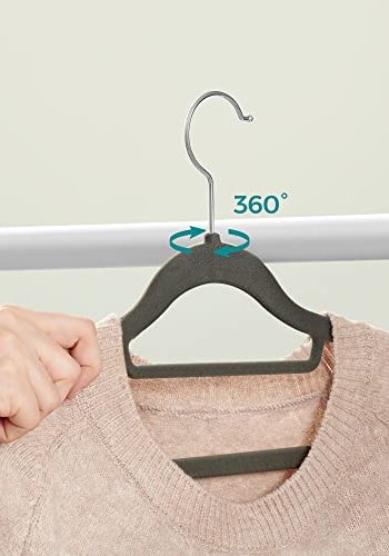 SONGMICS tjbjle, skridsikker, m. bindestang og 360° drejelig krog - gr fljl stof (st med 20)