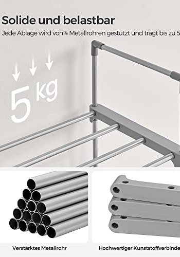 SONGMICS skohylde, m. 10 hylder - gr stl