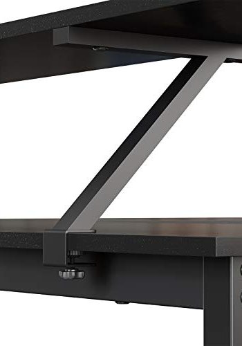 VASAGLE hjrneskrivebord, m. skrmstativ - sort spnplade og sort stl (140x130)