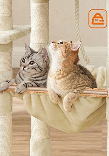 FEANDREA kradsetr, 5 niveauer, 2 platforme, 1 hule, 2 pomponer, 1 hngekje - beige plys