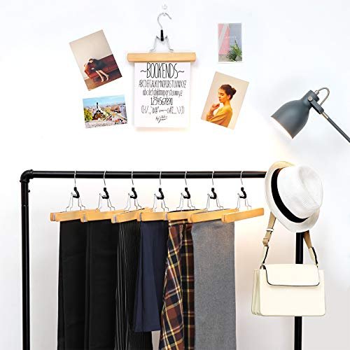 SONGMICS buksebjle, skridsikker, kromkrog 360 grader roterende - natur tr (st med 12)