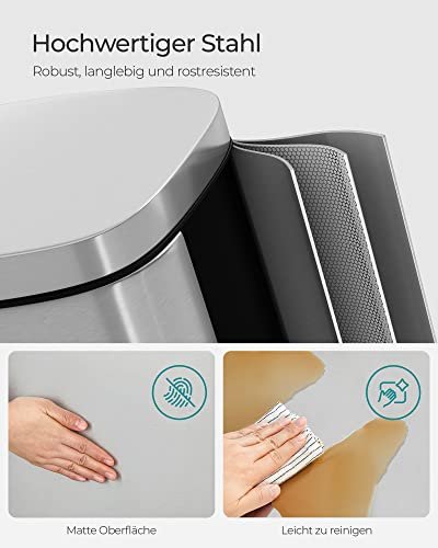 SONGMICS affaldsspand, 30L, m. indvendig plastspand, hngslet lg, lugtsikker - slv stl