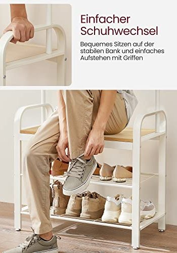 VASAGLE entréopstilling, m. 9 kroge, 1 bjlestang, 3 hylder - natur spnplade og creme stl