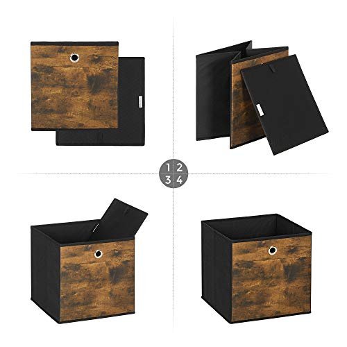 SONGMICS opbevaringskasse, foldbar - rustik brun og sort stof og pap (st med 6)