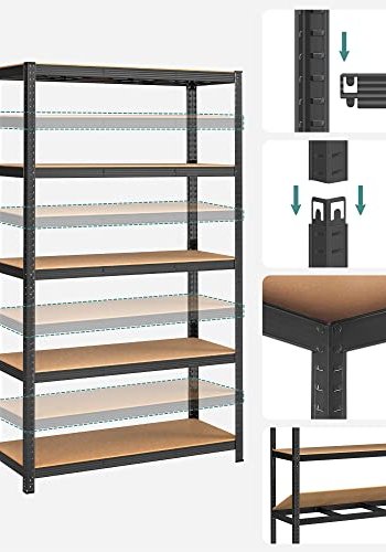 SONGMICS reol til redskabsrum, m. 5 hylder - natur MDF og sort stl
