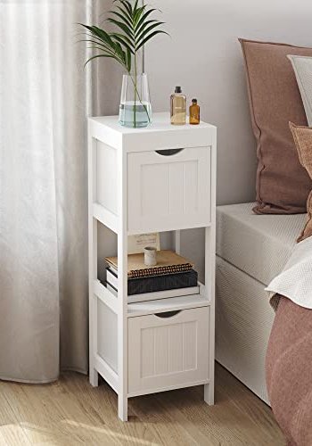 VASAGLE badevrelsesskab, m. 1 bent rum og 2 skuffer - hvid MDF