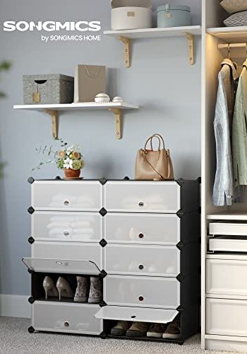 SONGMICS skoreol, stabelbar, m. 10 kasser - sort plast