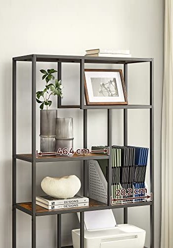 VASAGLE bogreol, m. 6 hylder - rustik brun spnplade og sort stl