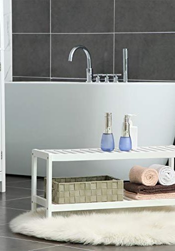 SONGMICS skohylde, m. 2 hylder - hvid bambus