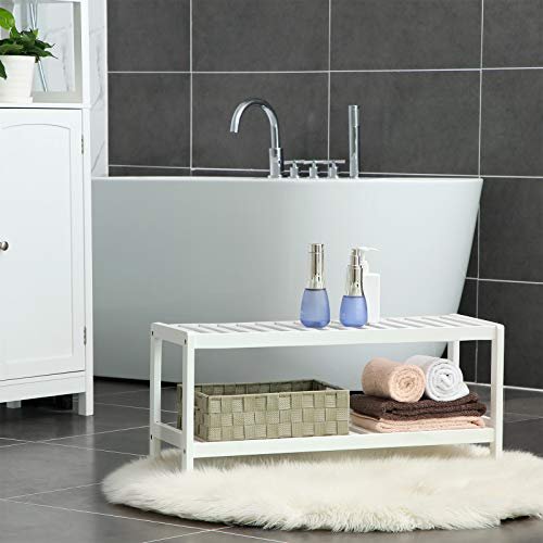 SONGMICS skohylde, m. 2 hylder - hvid bambus