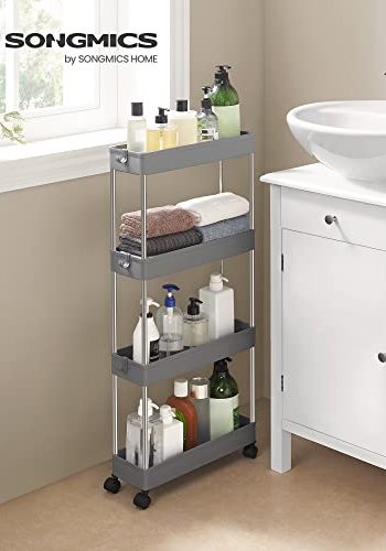 SONGMICS smal rullevogn, m. 4 hylder og hjul - gr polypropylen og stl