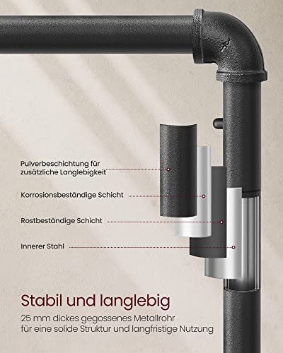 VASAGLE tjstativ, m. 1 hylde og hjul - brun spnplade og sort stl