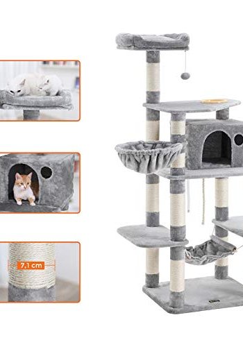 FEANDREA kradsetr, 7 niveauer, 1 platform, 1 hule, 1 pompon, 1 kurv, 1 hngekje - lysegr plys