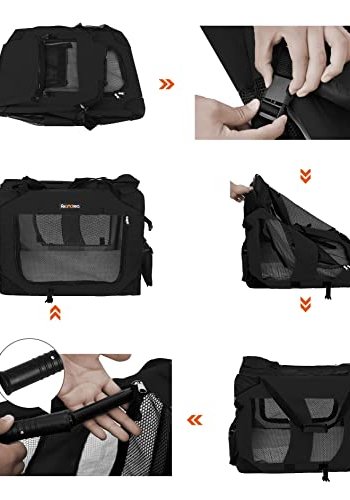 FEANDREA hundekasse, foldbar, m. hndtag - mesh, sort stof og metal