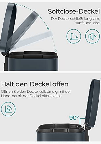SONGMICS affaldsspand, m. indvendig plastspand, lg, soft close, lugtkontrol - rggr stl