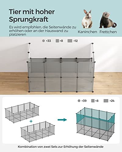 SONGMICS kravlegrd til kledyr, hamstere, marsvin, kaniner, til indendrs brug - gr plastik