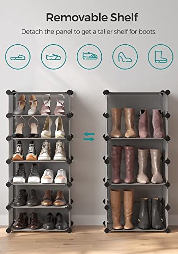 SONGMICS skoreol, stabelbar, m. 10 kasser - gr plastik