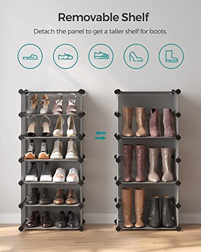 SONGMICS skoreol, stabelbar, m. 10 kasser - gr plastik