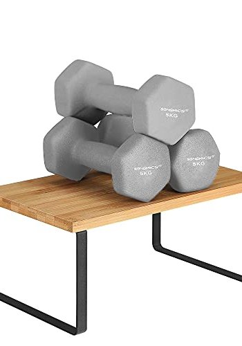 SONGMICS krydderihylde, stabelbar - natur bambus og sort metal (st med 2)