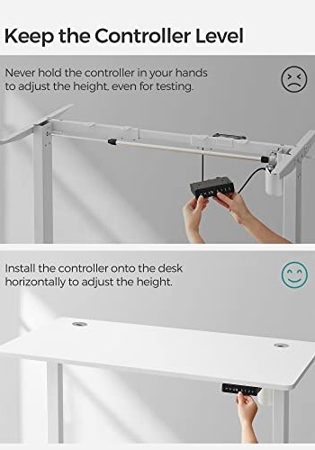 SONGMICS Hjdejusterbart elektrisk skrivebord, bordstel, bordstativ, uden bordplade, med krog, trinlst justerbar, hukommelsesfunktion, stl, hvid LSD018W01