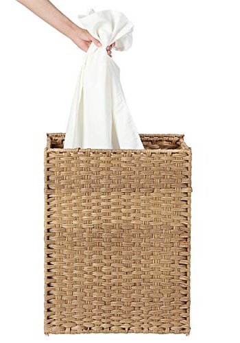 SONGMICS vasketjskurv, m. lg, hndtag, foldbar, aftagelig for - bomuld og natur polyrattan