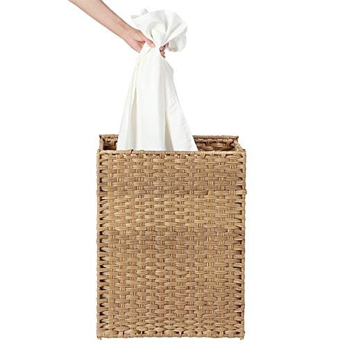 SONGMICS vasketjskurv, m. lg, hndtag, foldbar, aftagelig for - bomuld og natur polyrattan