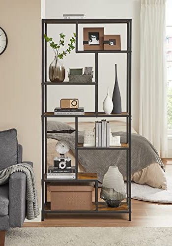 VASAGLE bogreol, m. 6 hylder - rustik brun spnplade og sort stl