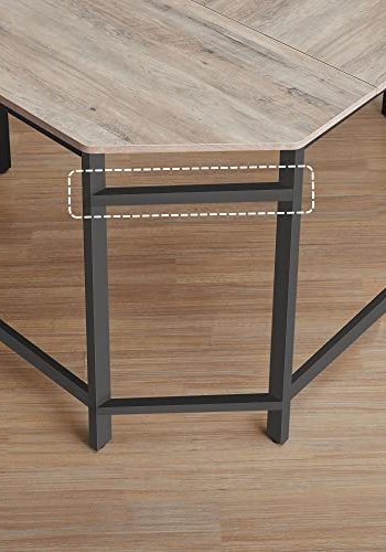 VASAGLE L-formet hjrneskrivebord, m. 2 hylder - greige spnplade og sort stl