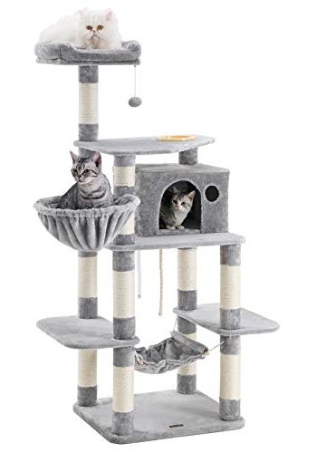 FEANDREA kradsetr, 7 niveauer, 1 platform, 1 hule, 1 pompon, 1 kurv, 1 hngekje - lysegr plys