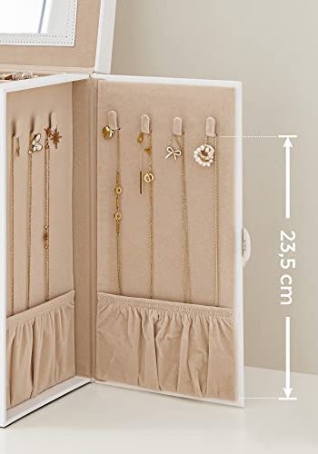 SONGMICS smykkeskrin, m. 6 lag, 5 skuffer, spejl - hvid MDF