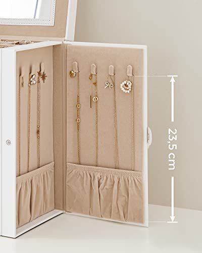 SONGMICS smykkeskrin, m. 6 lag, 5 skuffer, spejl - hvid MDF