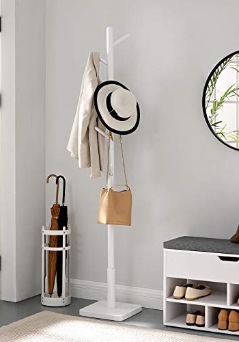 VASAGLE stumtjener, m. 8 knager - hvid gummitr og MDF