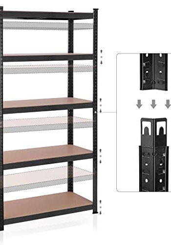 SONGMICS reol til redskabsrum, m. 5 hylder - MDF og sort stl
