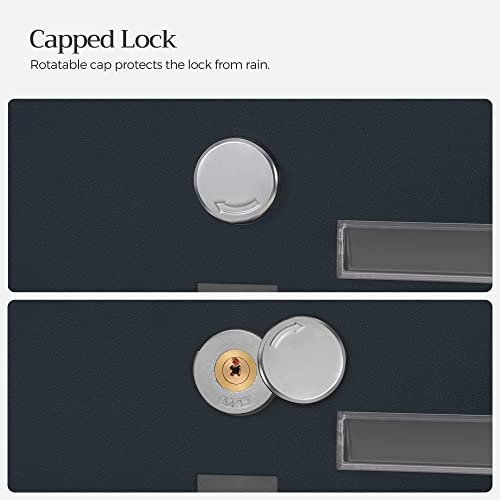 SONGMICS vgmonteret postkasse, lukket ls, m. avisholder, navneskilt - antracitgr stl