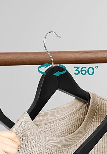 SONGMICS tjbjle, skulderhak, skridsikker buksestang, 360° drejekrog - sort ahorntr (st med 10)