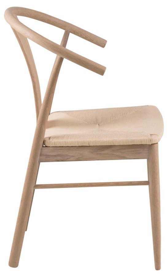 ACT NORDIC Janik spisebordsstol, m. armln - offwhite papirflet og hvidpigmenteret eg