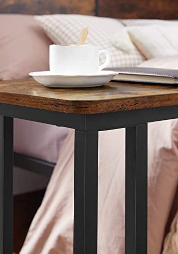 VASAGLE sidebord, m. hjul - rustik brun spnplade og sort stl (50x35)