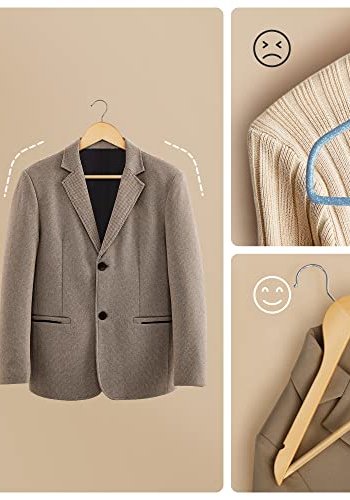 SONGMICS tjbjle, m. skulderhak, skridsikker buksestang, 360° drejekrog - natur tr (st med 20)